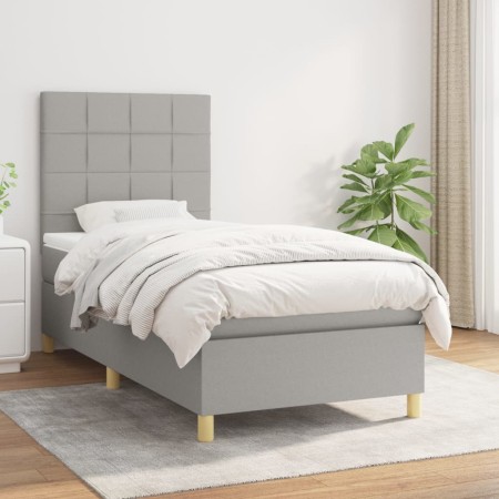 Cama box spring con colchón tela gris claro 100x200 cm de vidaXL, Camas y somieres - Ref: Foro24-3142313, Precio: 356,30 €, D...