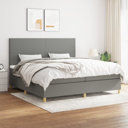 Cama box spring con colchón tela gris oscuro 200x200 cm de vidaXL, Camas y somieres - Ref: Foro24-3142202, Precio: 676,22 €, ...