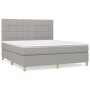 Cama box spring con colchón tela gris claro 160x200 cm de vidaXL, Camas y somieres - Ref: Foro24-3142345, Precio: 572,98 €, D...