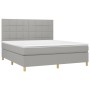 Cama box spring con colchón tela gris claro 160x200 cm de vidaXL, Camas y somieres - Ref: Foro24-3142345, Precio: 572,98 €, D...