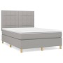 Box spring bed with light gray fabric mattress 140x200 cm by vidaXL, Beds and slatted bases - Ref: Foro24-3142337, Price: 508...