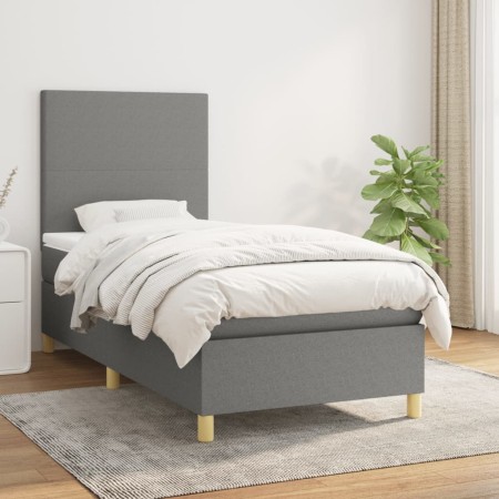 Cama box spring con colchón tela gris oscuro 100x200 cm de vidaXL, Camas y somieres - Ref: Foro24-3142154, Precio: 364,57 €, ...