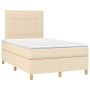 Box spring bed with cream fabric mattress 120x200 cm by vidaXL, Beds and slatted bases - Ref: Foro24-3142326, Price: 421,99 €...