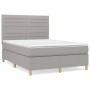 Box spring bed with light gray fabric mattress 140x200 cm by vidaXL, Beds and slatted bases - Ref: Foro24-3142417, Price: 508...