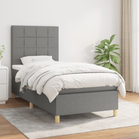 Cama box spring con colchón tela gris oscuro 90x200 cm de vidaXL, Camas y somieres - Ref: Foro24-3142306, Precio: 343,33 €, D...