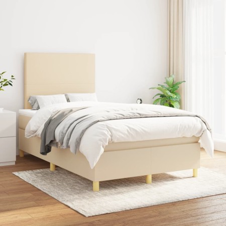 Cama box spring con colchón tela color crema 120x200 cm de vidaXL, Camas y somieres - Ref: Foro24-3142166, Precio: 422,14 €, ...