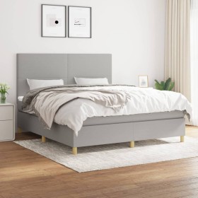 Cama box spring con colchón tela gris claro 160x200 cm de vidaXL, Camas y somieres - Ref: Foro24-3142185, Precio: 570,70 €, D...