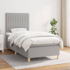 Box spring bed with light gray fabric mattress 90x200 cm by vidaXL, Beds and slatted bases - Ref: Foro24-3142465, Price: 338,...