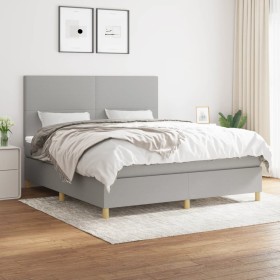 Box spring bed with light gray fabric mattress 180x200 cm by vidaXL, Beds and slatted bases - Ref: Foro24-3142193, Price: 630...