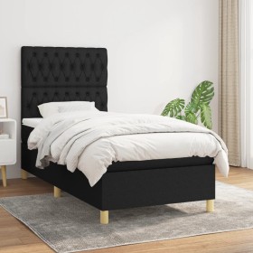 Cama box spring con colchón tela negro 90x200 cm de vidaXL, Camas y somieres - Ref: Foro24-3142547, Precio: 352,56 €, Descuen...