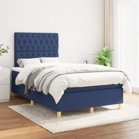 Cama box spring con colchón tela azul 120x200 cm de vidaXL, Camas y somieres - Ref: Foro24-3142567, Precio: 458,99 €, Descuen...