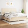 Box spring bed with cream fabric mattress 200x200 cm by vidaXL, Beds and slatted bases - Ref: Foro24-3142366, Price: 677,90 €...