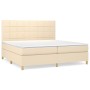 Box spring bed with cream fabric mattress 200x200 cm by vidaXL, Beds and slatted bases - Ref: Foro24-3142366, Price: 677,90 €...