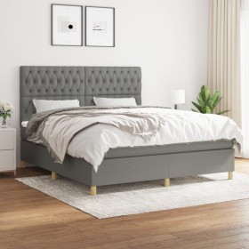 Cama box spring con colchón tela gris oscuro 180x200 cm de vidaXL, Camas y somieres - Ref: Foro24-3142594, Precio: 643,99 €, ...