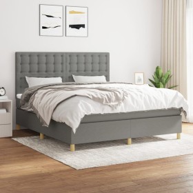 Cama box spring con colchón tela gris oscuro 180x200 cm de vidaXL, Camas y somieres - Ref: Foro24-3142674, Precio: 593,99 €, ...