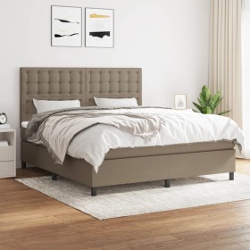 Box spring bed with taupe gray fabric mattress 180x200 cm by vidaXL, Beds and slatted bases - Ref: Foro24-3142117, Price: 644...