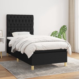 Cama box spring con colchón tela negro 90x190 cm de vidaXL, Camas y somieres - Ref: Foro24-3142539, Precio: 338,99 €, Descuen...