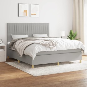 Cama box spring con colchón tela gris claro 180x200 cm de vidaXL, Camas y somieres - Ref: Foro24-3142513, Precio: 633,99 €, D...