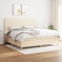 Box spring bed with cream fabric mattress 200x200 cm by vidaXL, Beds and slatted bases - Ref: Foro24-3142206, Price: 657,99 €...