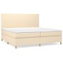 Box spring bed with cream fabric mattress 200x200 cm by vidaXL, Beds and slatted bases - Ref: Foro24-3142206, Price: 657,99 €...