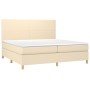 Box spring bed with cream fabric mattress 200x200 cm by vidaXL, Beds and slatted bases - Ref: Foro24-3142206, Price: 657,99 €...