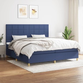 Box spring bed with blue fabric mattress 200x200 cm by vidaXL, Beds and slatted bases - Ref: Foro24-3142367, Price: 672,47 €,...