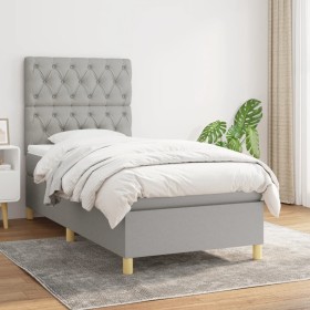 Cama box spring con colchón tela gris claro 80x200 cm de vidaXL, Camas y somieres - Ref: Foro24-3142529, Precio: 344,99 €, De...