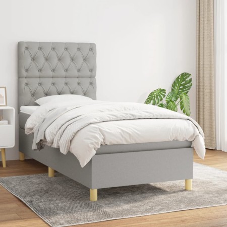 Cama box spring con colchón tela gris claro 80x200 cm de vidaXL, Camas y somieres - Ref: Foro24-3142529, Precio: 336,03 €, De...