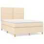 Box spring bed with cream fabric mattress 140x200 cm by vidaXL, Beds and slatted bases - Ref: Foro24-3142262, Price: 533,01 €...