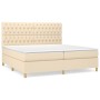 Box spring bed with cream fabric mattress 200x200 cm by vidaXL, Beds and slatted bases - Ref: Foro24-3142606, Price: 730,55 €...