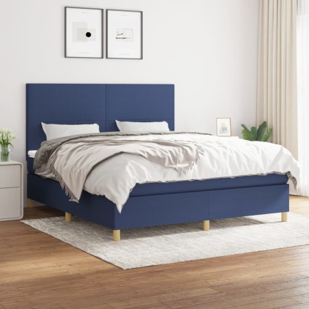 Box spring bed with blue fabric mattress 180x200 cm by vidaXL, Beds and slatted bases - Ref: Foro24-3142199, Price: 587,95 €,...