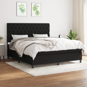 Box spring bed with black fabric mattress 160x200 cm by vidaXL, Beds and slatted bases - Ref: Foro24-3142027, Price: 603,51 €...