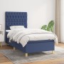 Box spring bed with blue fabric mattress 100x200 cm by vidaXL, Beds and slatted bases - Ref: Foro24-3142559, Price: 397,81 €,...