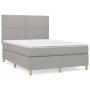 Cama box spring con colchón tela gris claro 140x190 cm de vidaXL, Camas y somieres - Ref: Foro24-3142249, Precio: 530,57 €, D...