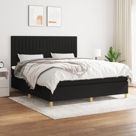 Cama box spring con colchón tela negro 180x200 cm de vidaXL, Camas y somieres - Ref: Foro24-3142515, Precio: 613,24 €, Descue...