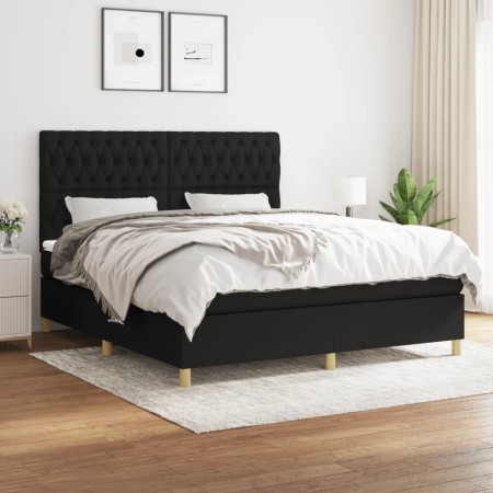 Cama box spring con colchón tela negro 180x200 cm de vidaXL, Camas y somieres - Ref: Foro24-3142595, Precio: 645,28 €, Descue...