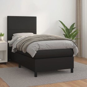 Cama box spring con colchón cuero sintético negro 100x200 cm de vidaXL, Camas y somieres - Ref: Foro24-3142707, Precio: 384,9...