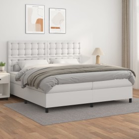 Cama box spring con colchón cuero sintético blanco 200x200 cm de vidaXL, Camas y somieres - Ref: Foro24-3142864, Precio: 701,...