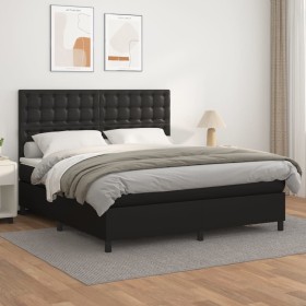 Box spring bed with black synthetic leather mattress 180x200 cm by vidaXL, Beds and slatted bases - Ref: Foro24-3142857, Pric...