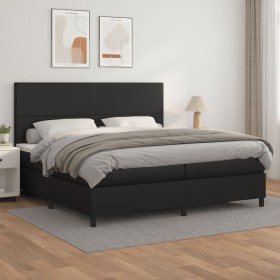 Box spring bed with black synthetic leather mattress 200x200 cm by vidaXL, Beds and slatted bases - Ref: Foro24-3142743, Pric...