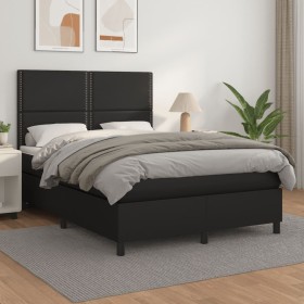 Cama box spring con colchón cuero sintético negro 140x200cm de vidaXL, Camas y somieres - Ref: Foro24-3142785, Precio: 497,48...