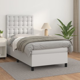 Box spring bed with white synthetic leather mattress 80x200 cm by vidaXL, Beds and slatted bases - Ref: Foro24-3142810, Price...