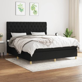 Box spring bed with black fabric mattress 160x200 cm by vidaXL, Beds and slatted bases - Ref: Foro24-3142587, Price: 604,43 €...