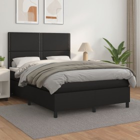 Cama box spring con colchón cuero sintético negro 140x190 cm de vidaXL, Camas y somieres - Ref: Foro24-3142779, Precio: 496,2...