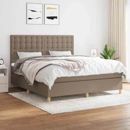 Box spring bed with taupe gray fabric mattress 180x200 cm by vidaXL, Beds and slatted bases - Ref: Foro24-3142677, Price: 661...