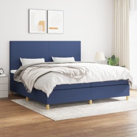 Box spring bed with blue fabric mattress 200x200 cm by vidaXL, Beds and slatted bases - Ref: Foro24-3142207, Price: 670,78 €,...