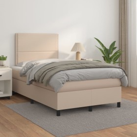 Box spring bed with cappuccino synthetic leather mattress 120x200cm by vidaXL, Beds and slatted bases - Ref: Foro24-3142778, ...