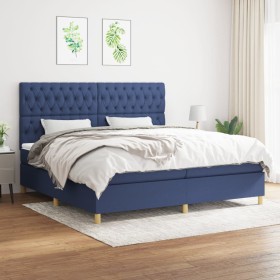 Cama box spring con colchón tela azul 200x200 cm de vidaXL, Camas y somieres - Ref: Foro24-3142607, Precio: 756,61 €, Descuen...