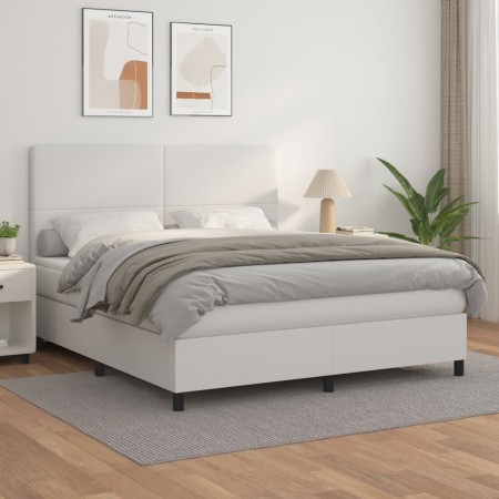 Cama box spring con colchón cuero sintético blanco 180x200 cm de vidaXL, Camas y somieres - Ref: Foro24-3142738, Precio: 642,...