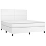 Box spring bed with white synthetic leather mattress 180x200 cm by vidaXL, Beds and slatted bases - Ref: Foro24-3142738, Pric...